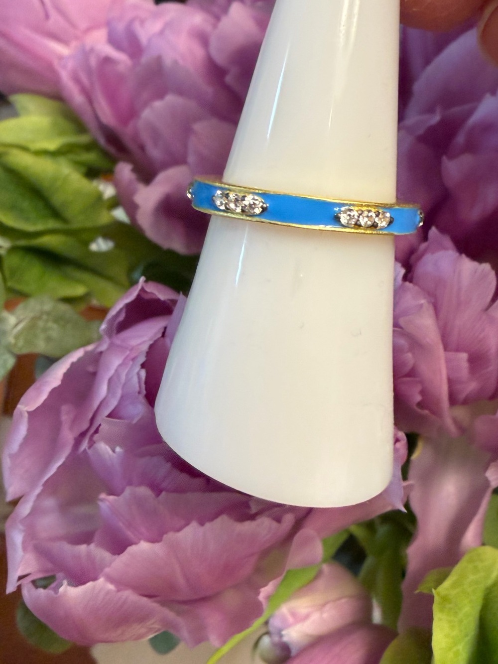 14k Gold over 925 and blue enamel Freida Rothman stack ring.